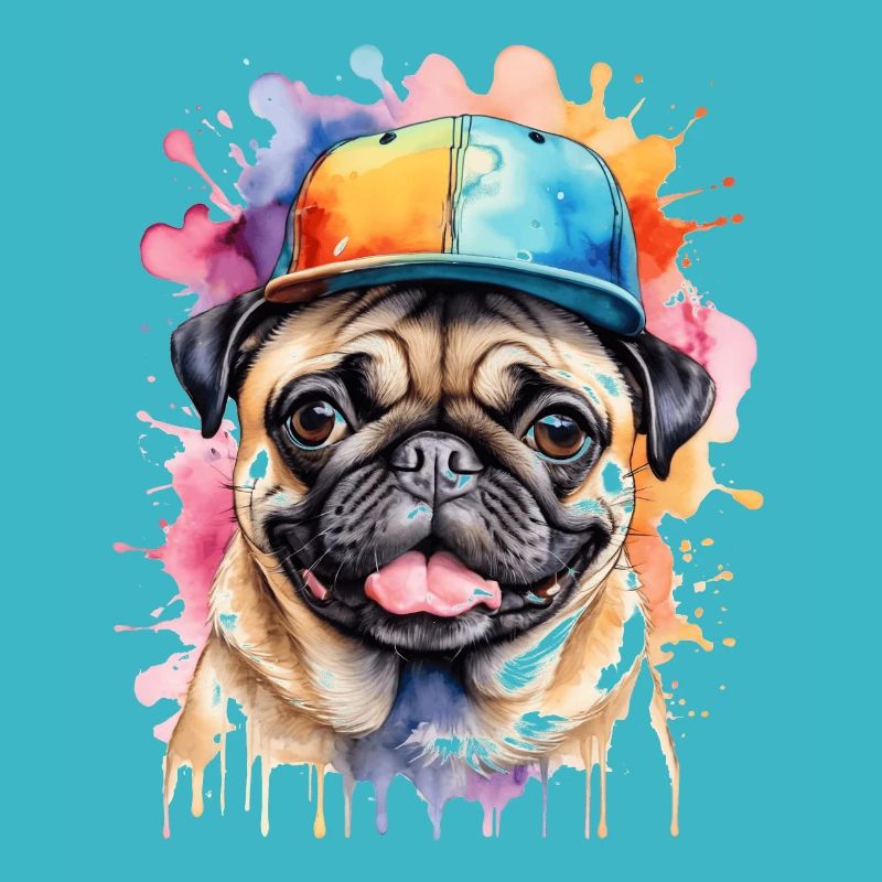 Carlin Snapback Cap Chien Coloré Drôle Design Imprimer