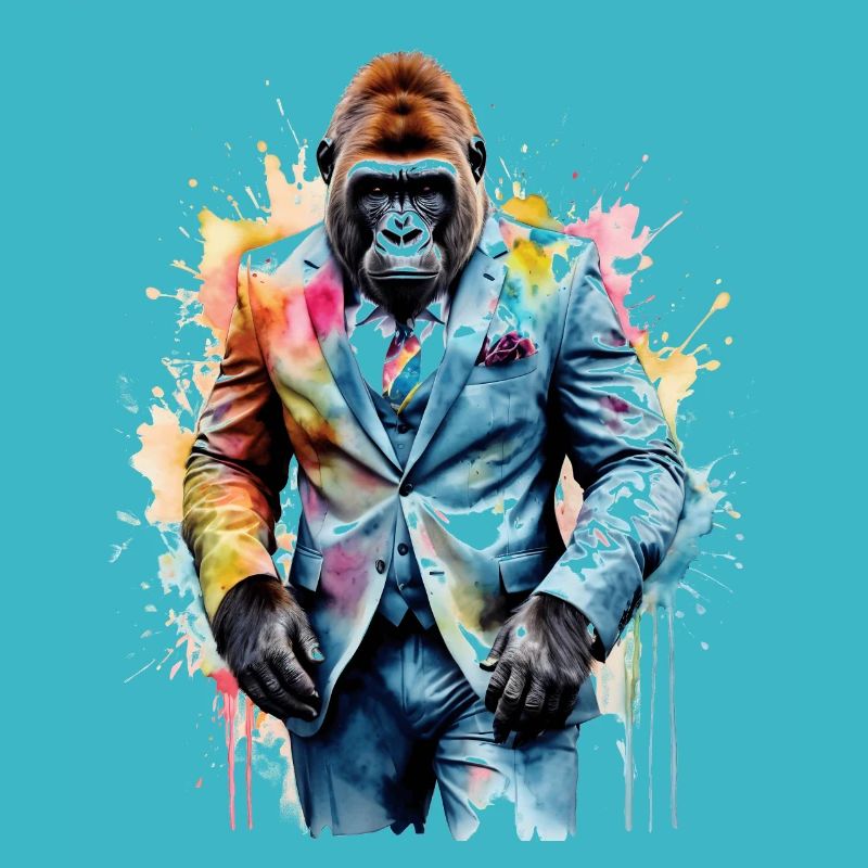 Gorilla Anzug Affe Bunt Tier Design Print