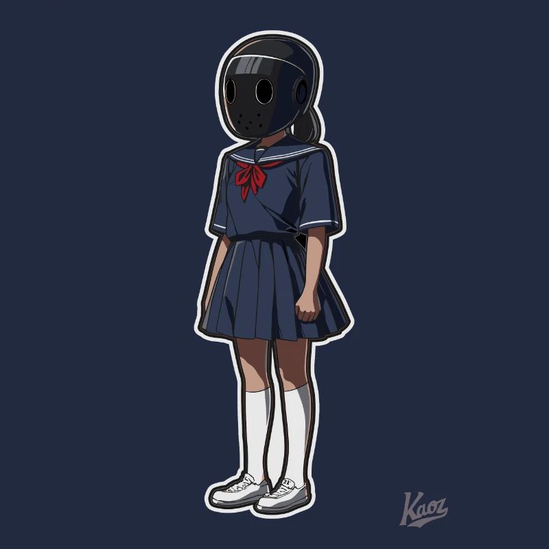 Écolière avec casque