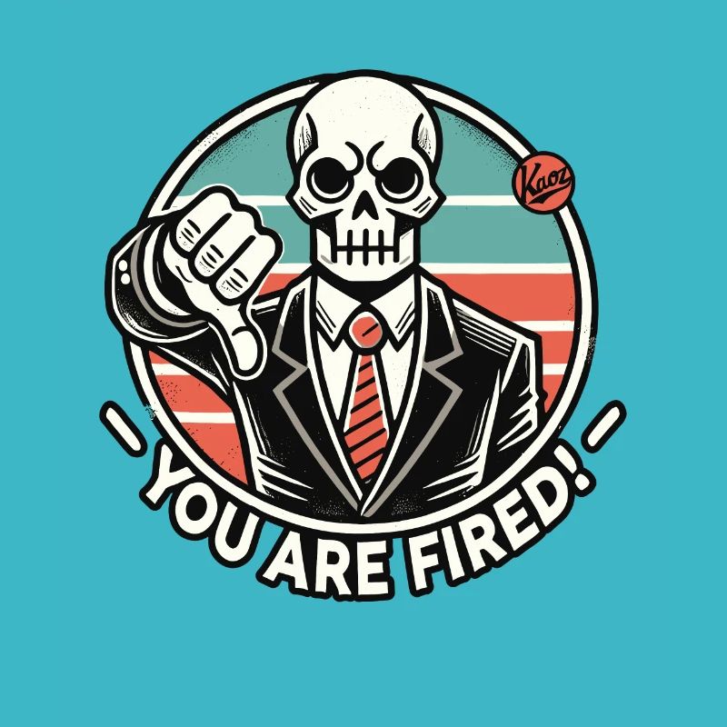 Skeleton says you're fired with thumbs down