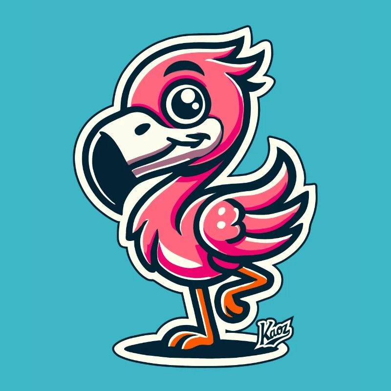 Flamant rose drôle amical