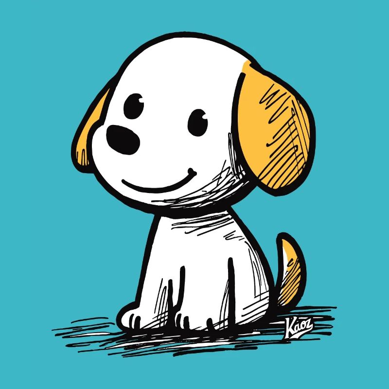chiot de dessin animé mignon et joyeux