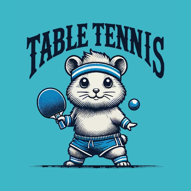 Hamster Retro Vintage Table Tennis Fun