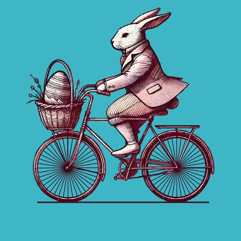 Lapin de Pâques Vélo Style Rétro