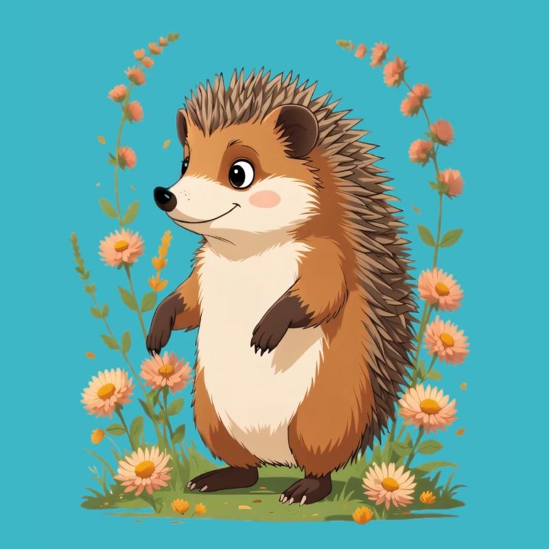Niedlicher Igel mit Blumenkranz