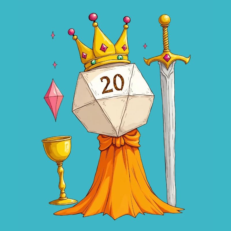 D20 Queen – Cube with Sword, Dress and Jar