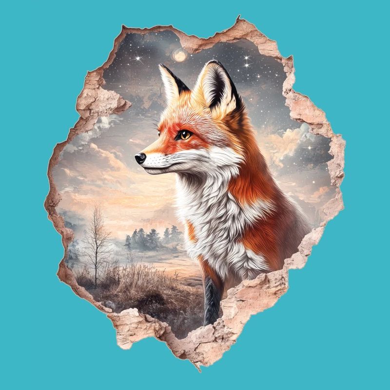 Fox and starry sky