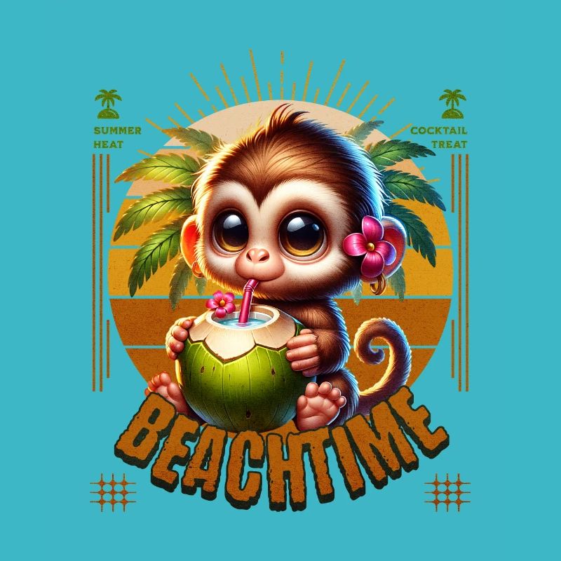 Singe avec cocktail Beachtime