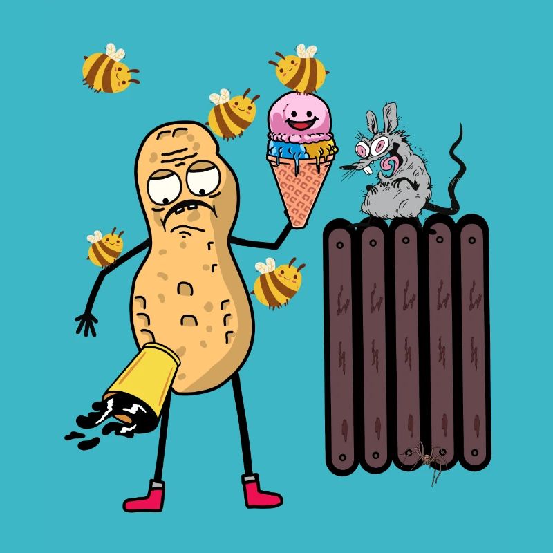 Funny Peanut Ice Cream Ice Cream Bees Rat Nut