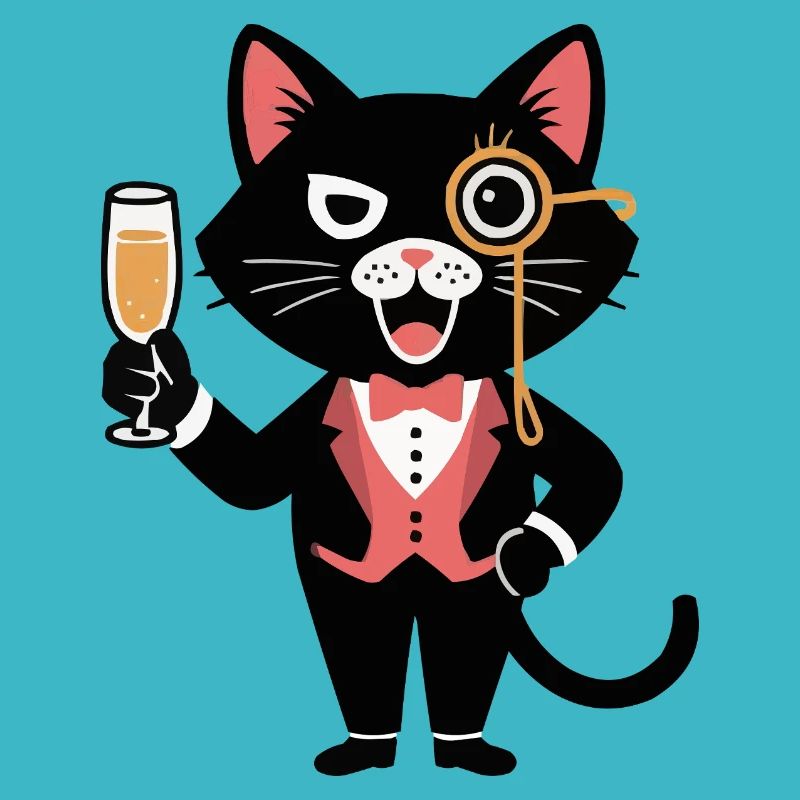 Chat élégant avec monocle et – Santé !