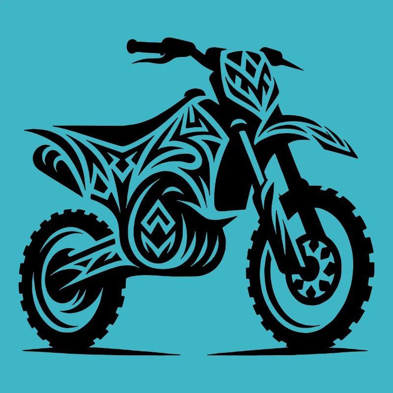 Motorcycle Off-Road Machine in Tattoo Style
