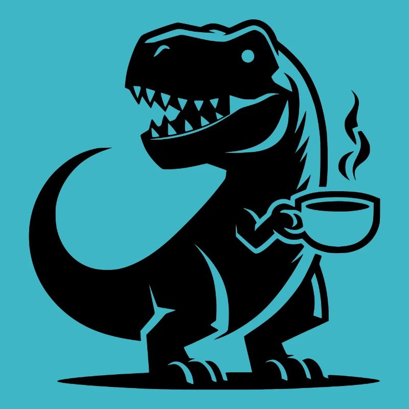 Caffeine Dinosaur T-Rex with Coffee Cup