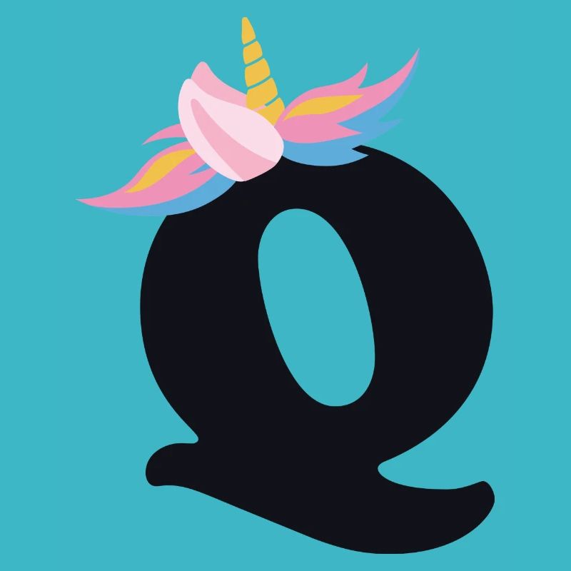 Einhorn-Buchstabe Regenbogenstyle "Q" | be unique