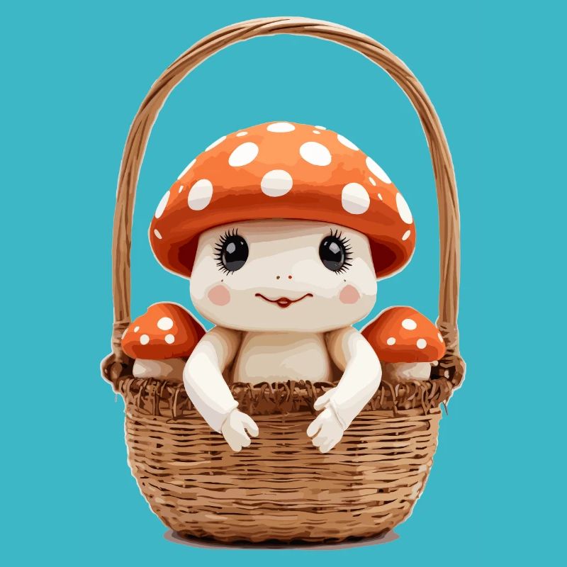 Champignon mignon dans un panier