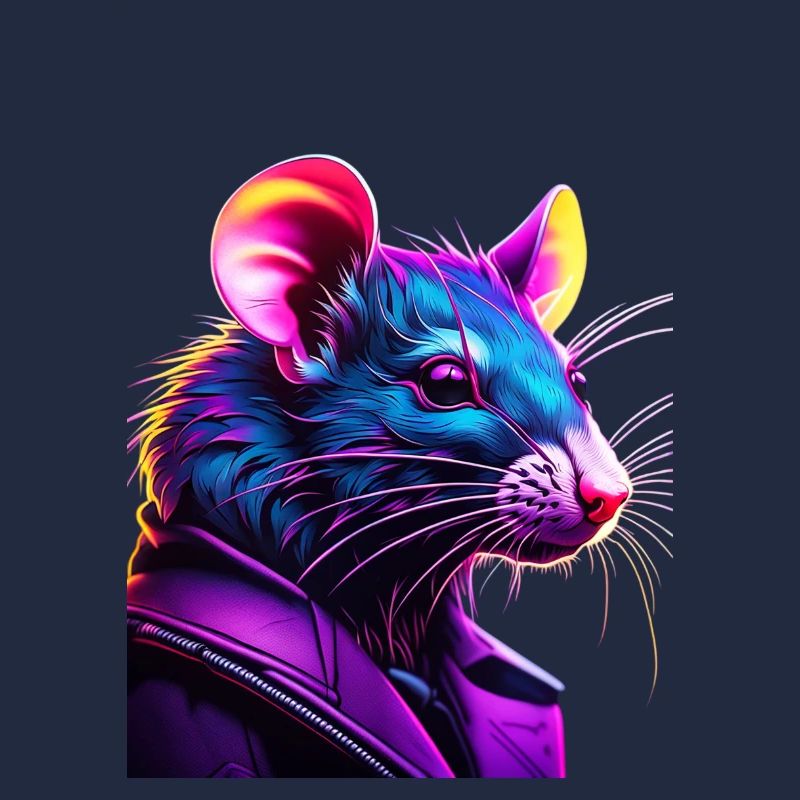 Neon Rat in Leather Jacket