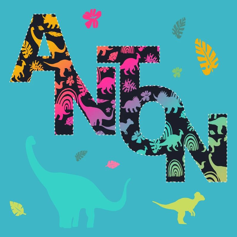 ANTON - Beautiful boy name with dinosaur