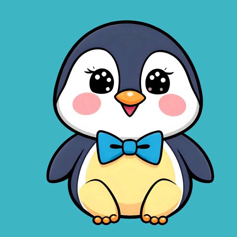 Pingouin joyeux avec nœud papillon bleu