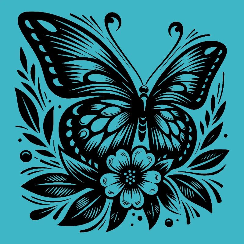 Conception de tatouage floral avec papillon