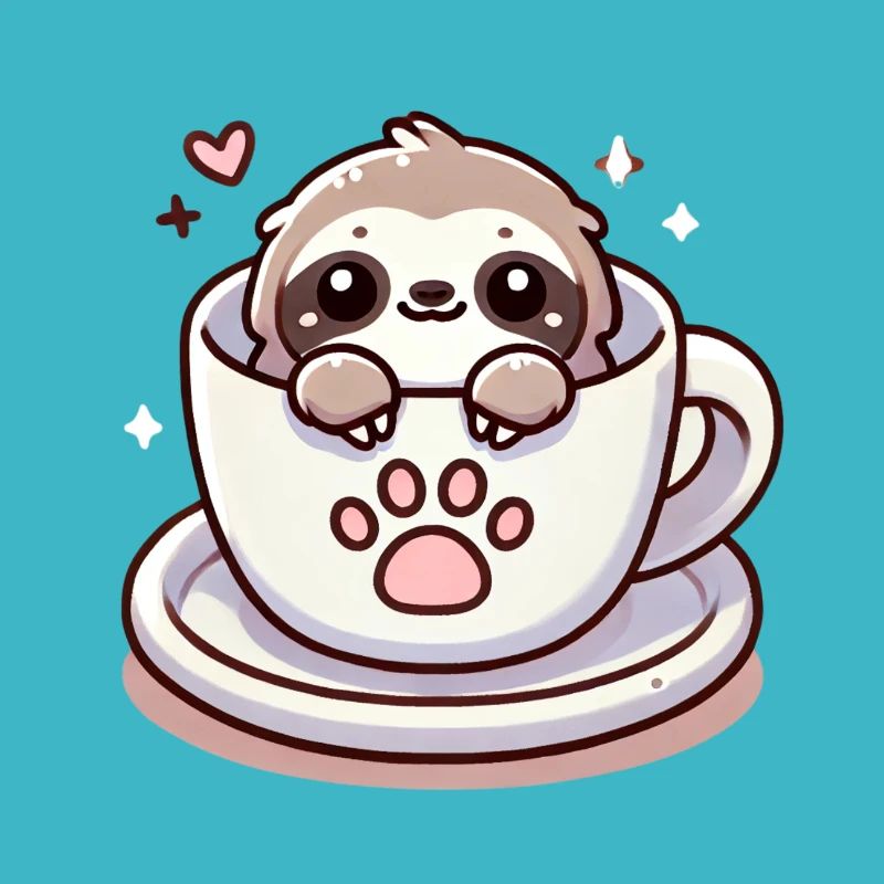 Tired sloth with coffee