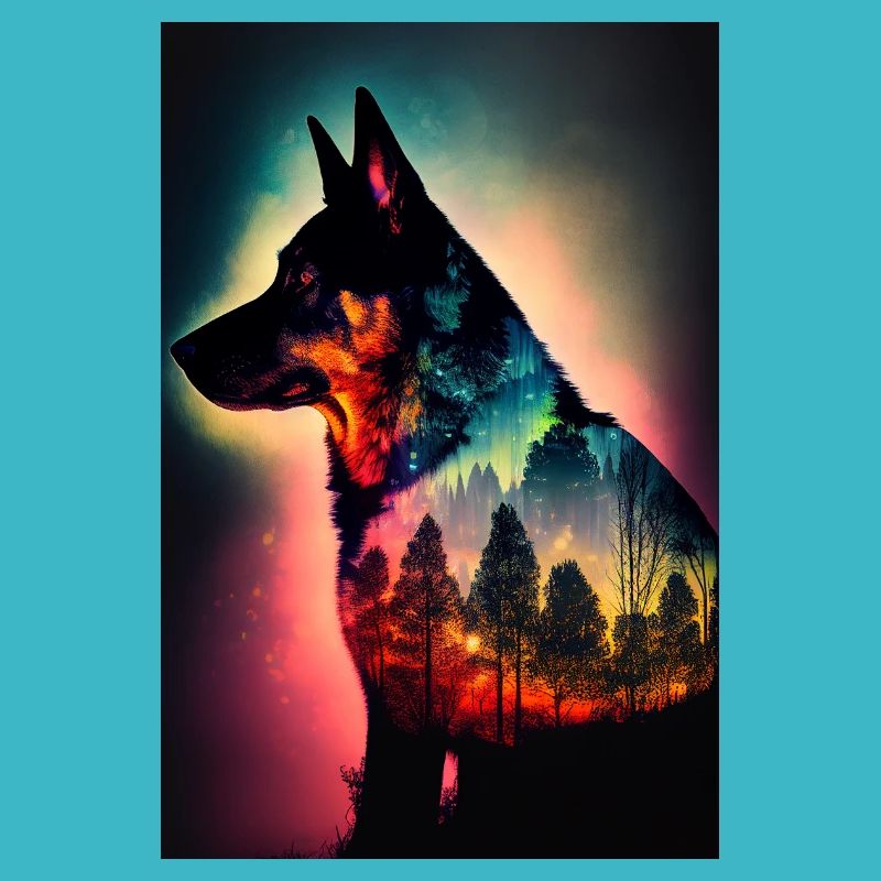 Deutscher Schäferhund Hund Malinois Wald Retro