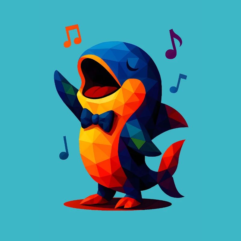 WPAP Polygon Kawaii Stil Tiere Baby Wal Sänger