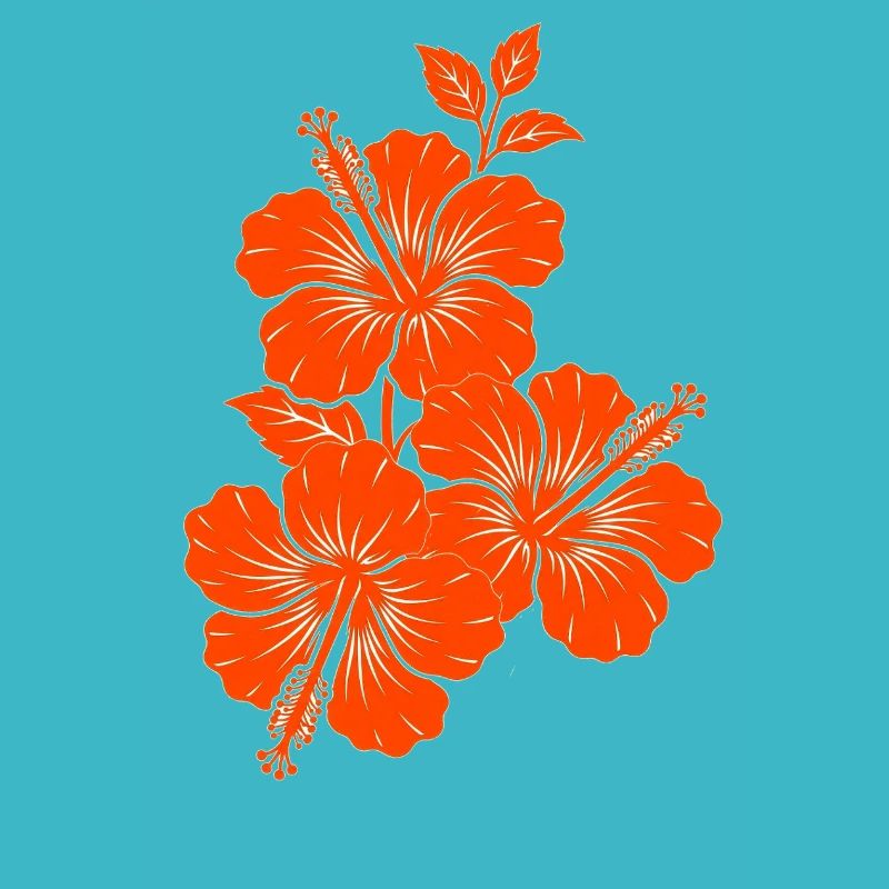 Silhouette triple fleur d’hibiscus orange