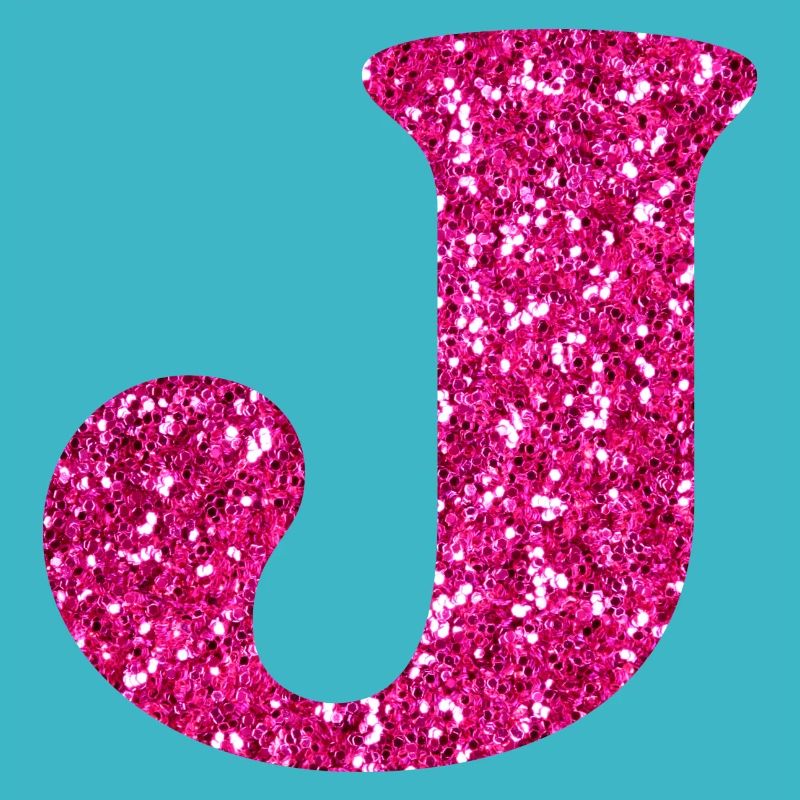 Letter j Pink Glitter