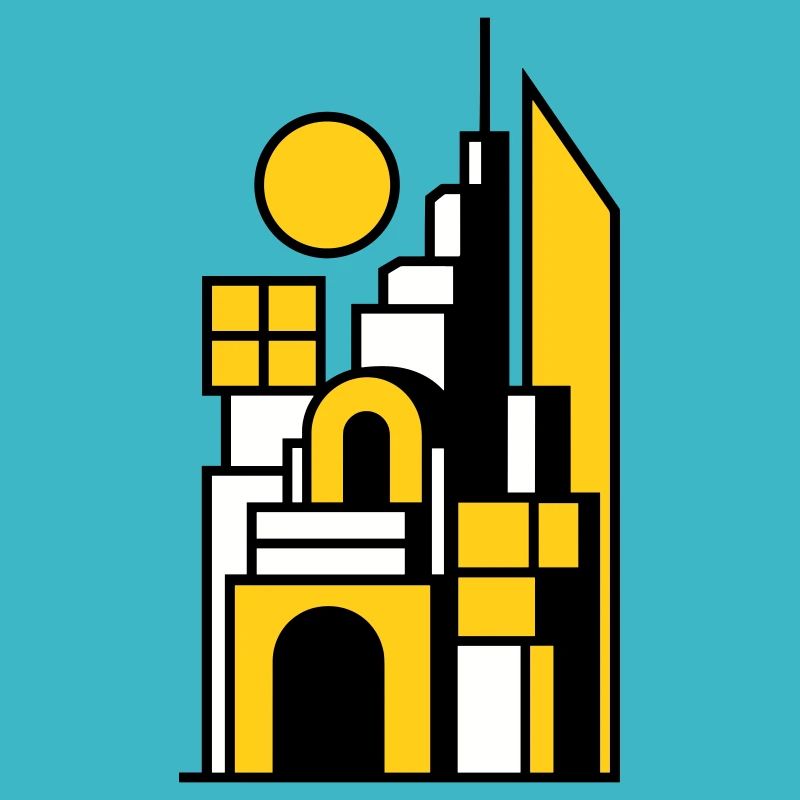 Abstract Cityscape in Yellow Black