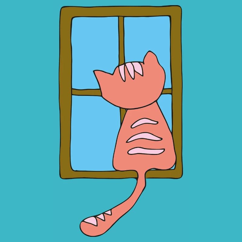 Chat à la fenêtre rose