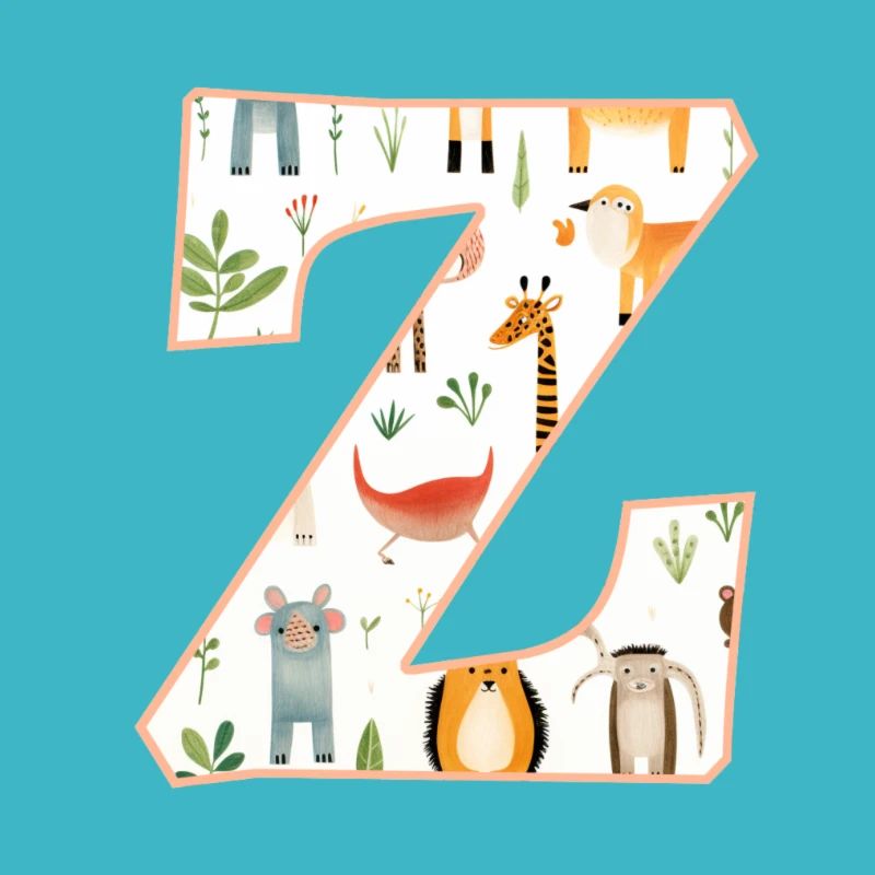 Letter Z, Monogram, Animal Pattern