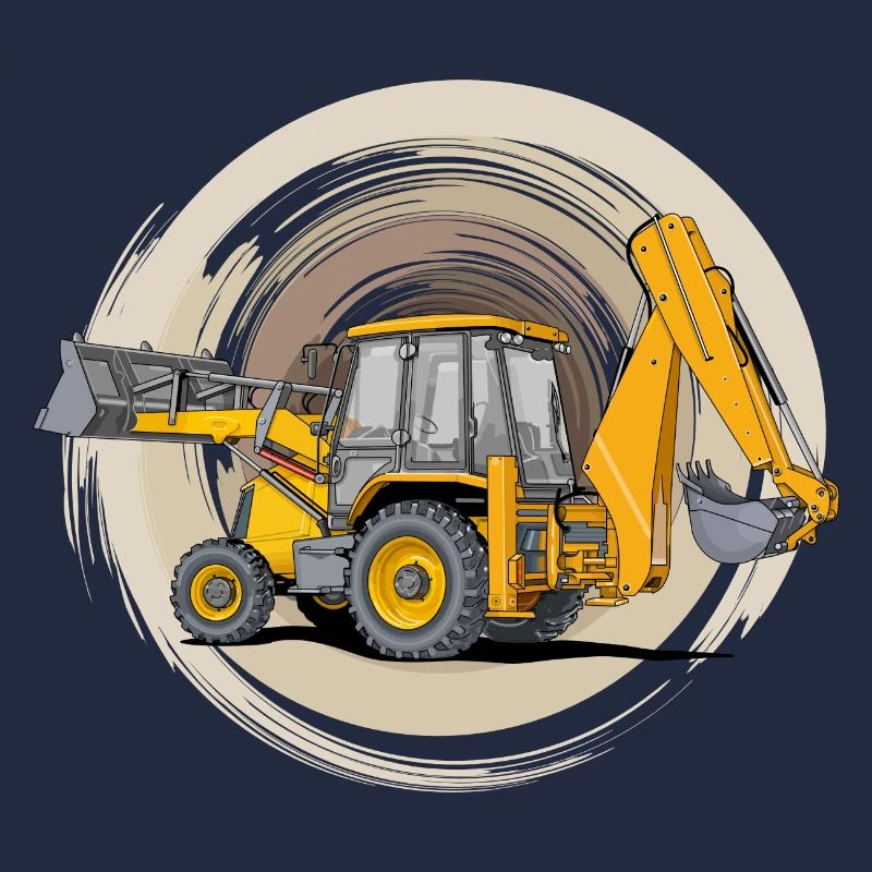 Tractor with loader bucket and excavator attachment