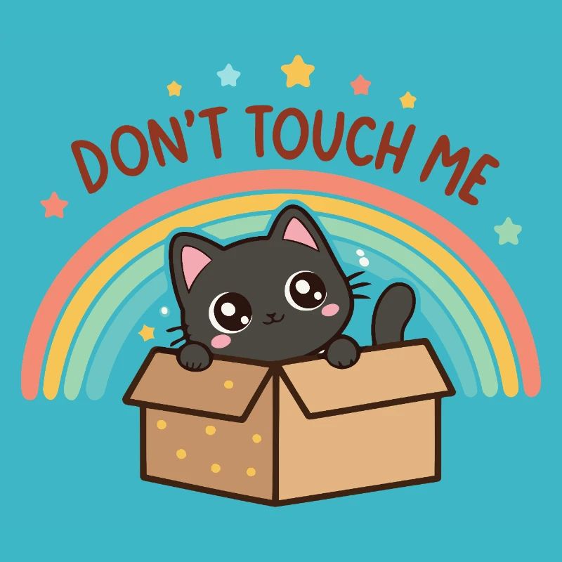 Schüchterne Katze in der Regenbogenbox