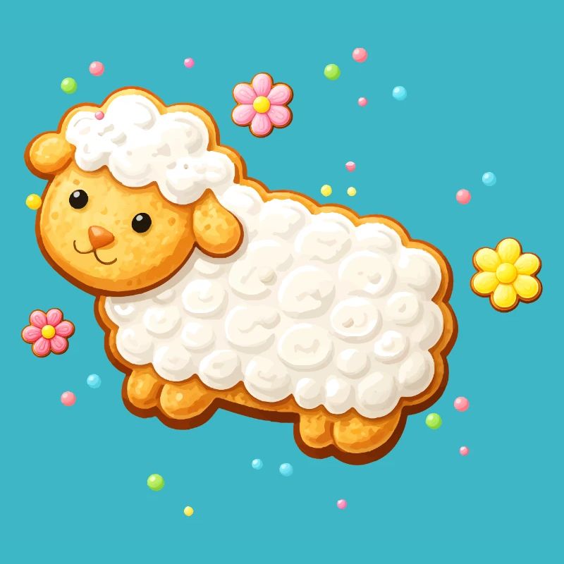 Cute lamb as decorated biscuit illustration