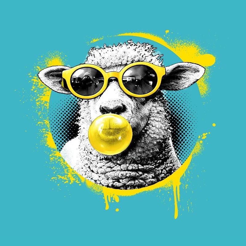 Lamm mit Gelber Brille Pop-Art