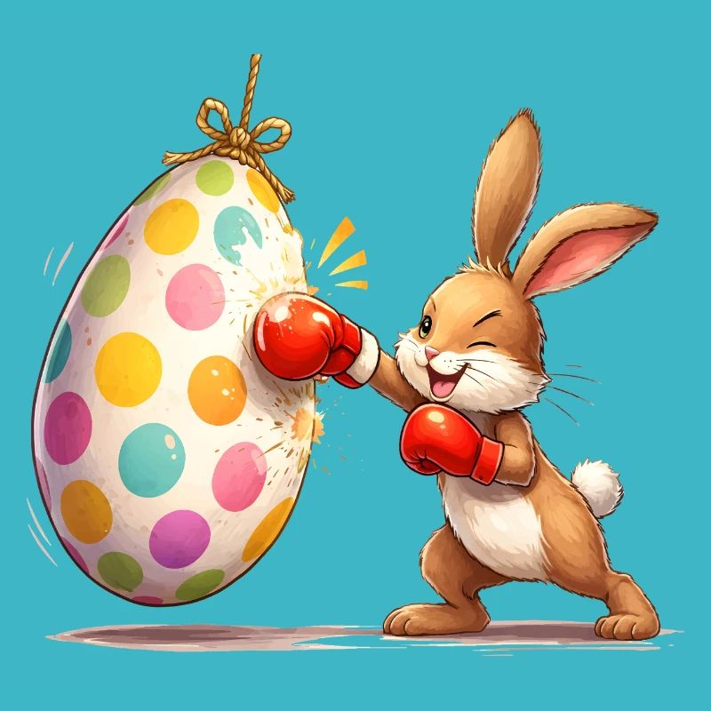 Boxender Osterhase mit Osterei-Boxsack 