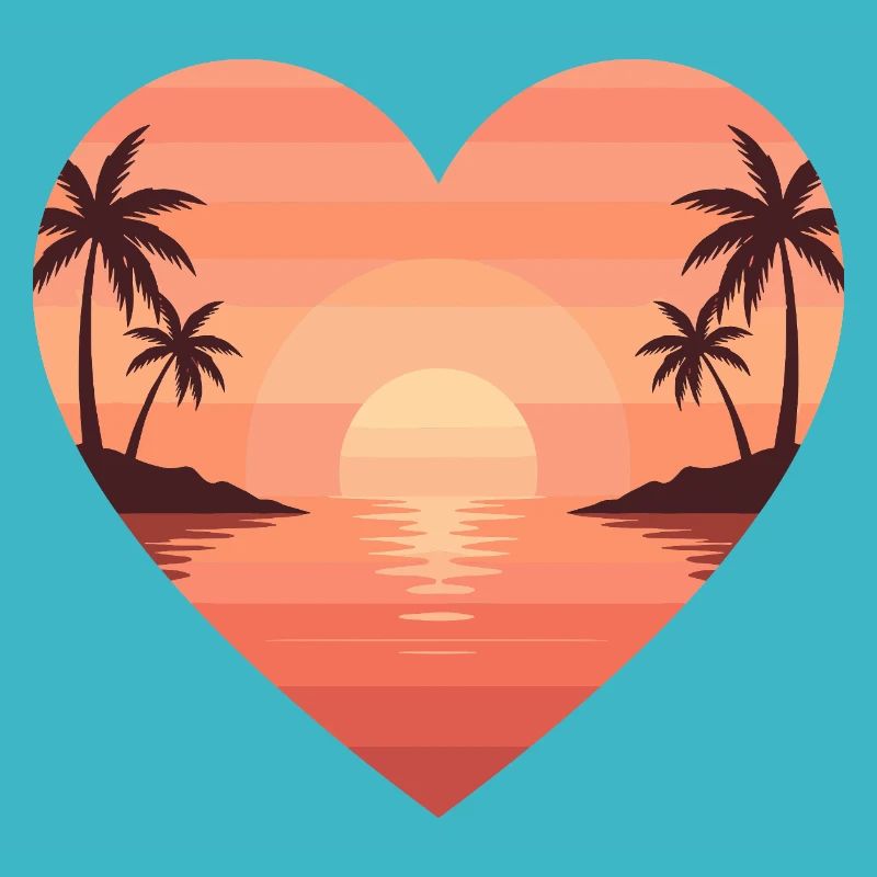 Heart sunset on the beach