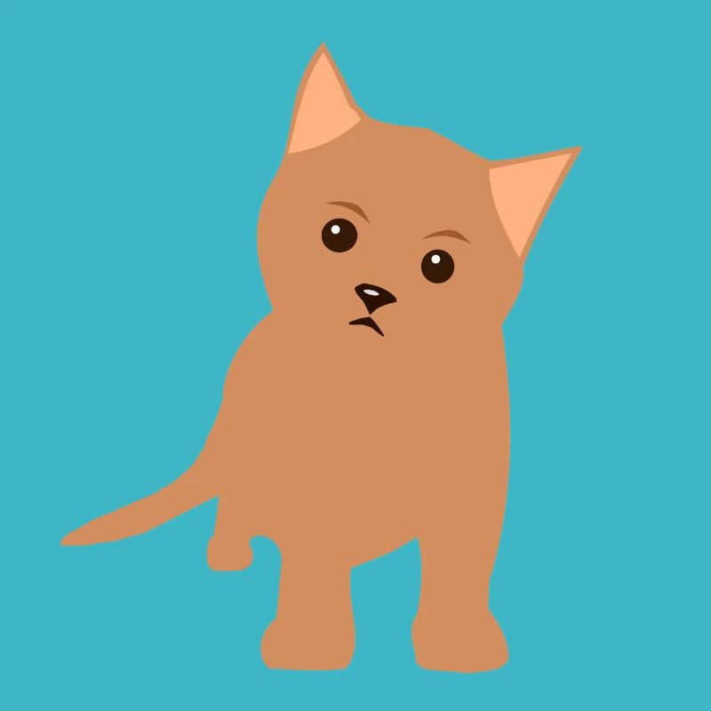 Brown Kitten Flat Design