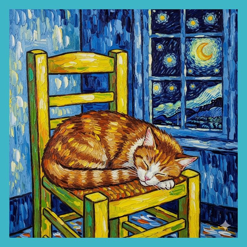 Kat van Gogh Starry Sky