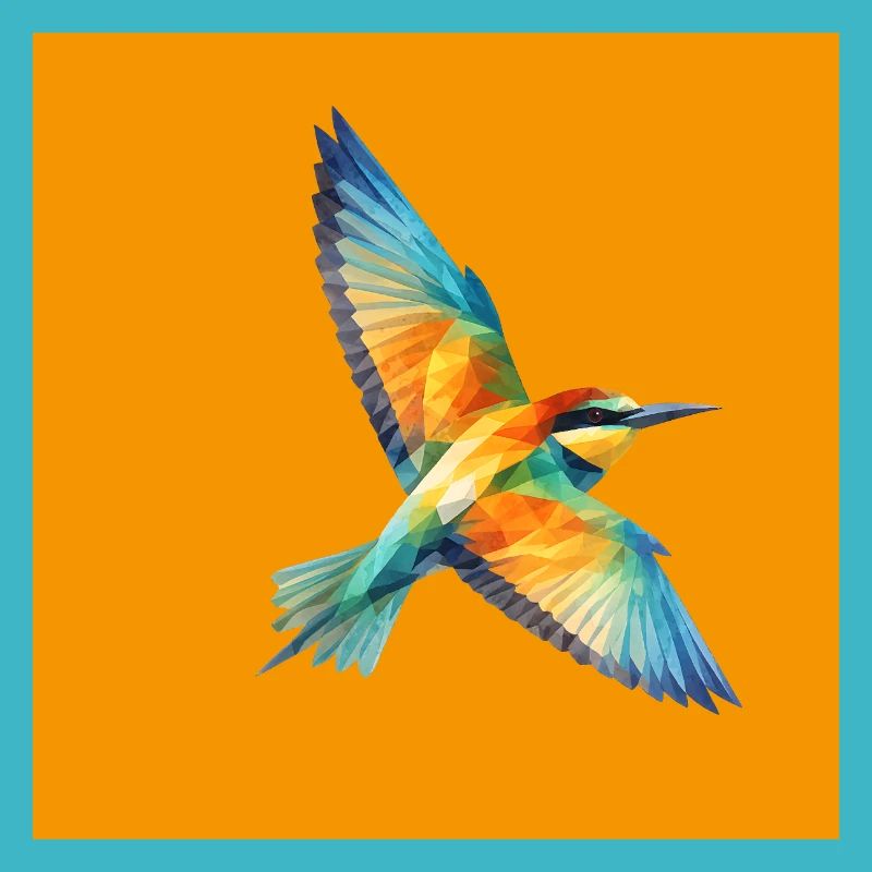 Feverish Bee-Eater Polygon Art on Orange
