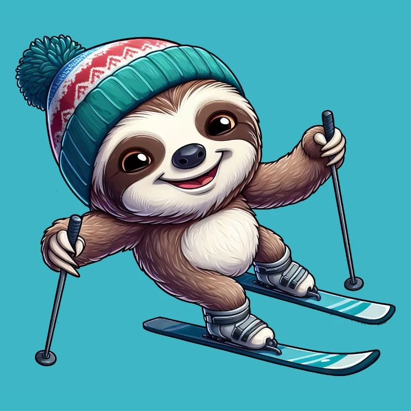 Funny Sloth Ski Winter Sports Design