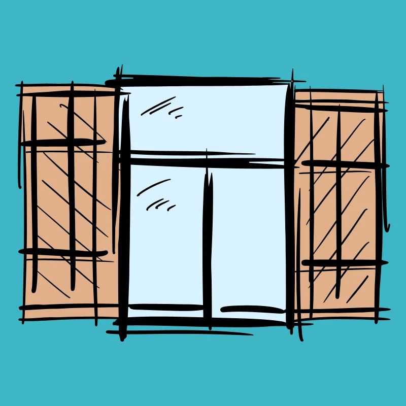 Old Window with Shutters Hinged Shutters Drawing