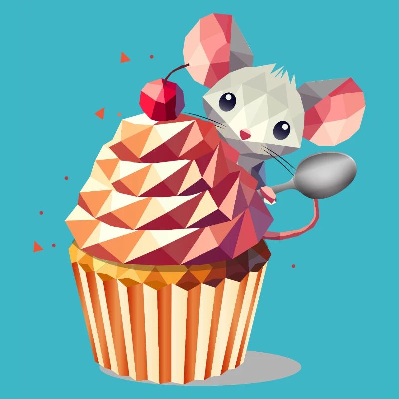 Cute mouse with cupcake – design for those with a sweet tooth