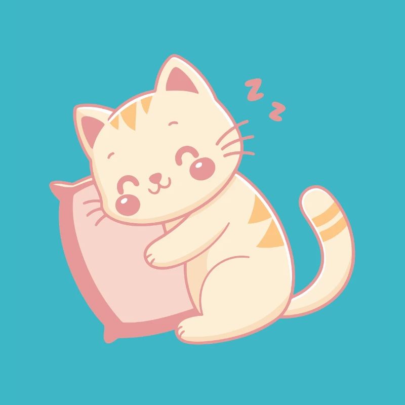 Cuddly Cat Sleeping on Pastel Pillow