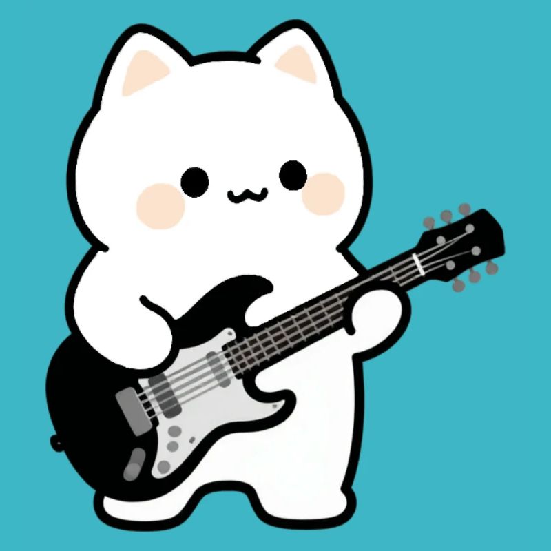 Kawaii Katze mit E-Gitarre