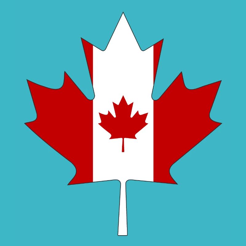 Canada flag as maple leaf with black frame