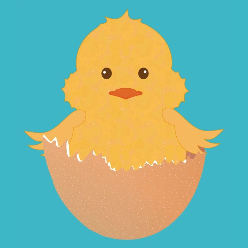 newly hatched chick in the eggshell