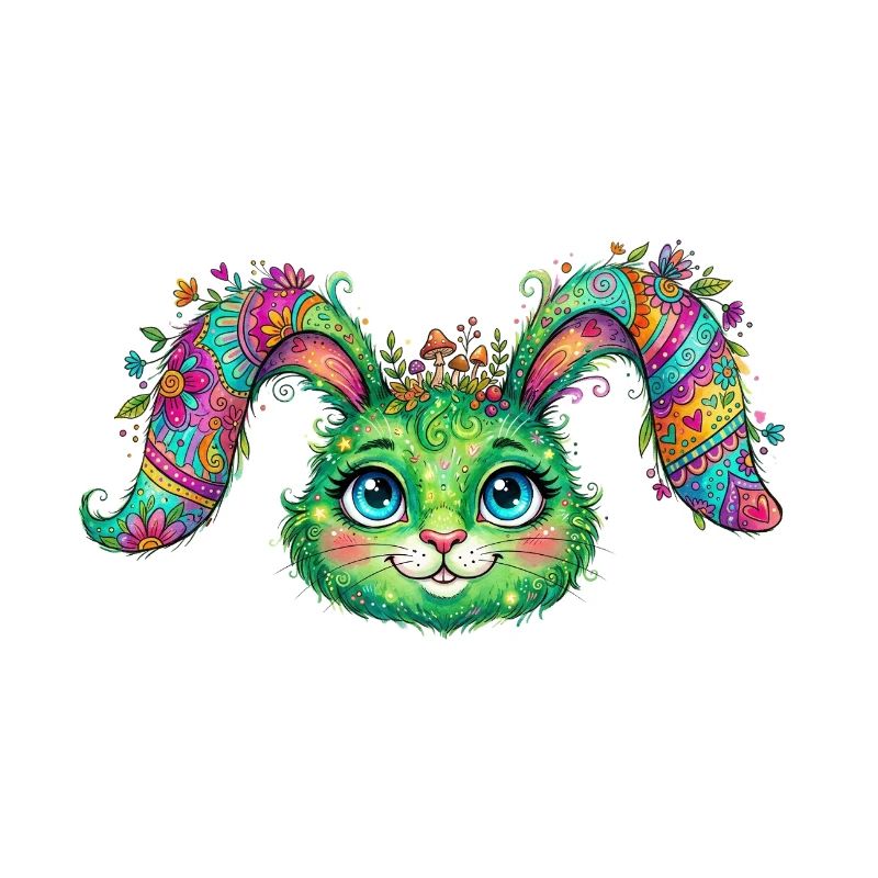 Lapin Fleur Coloré – Visage