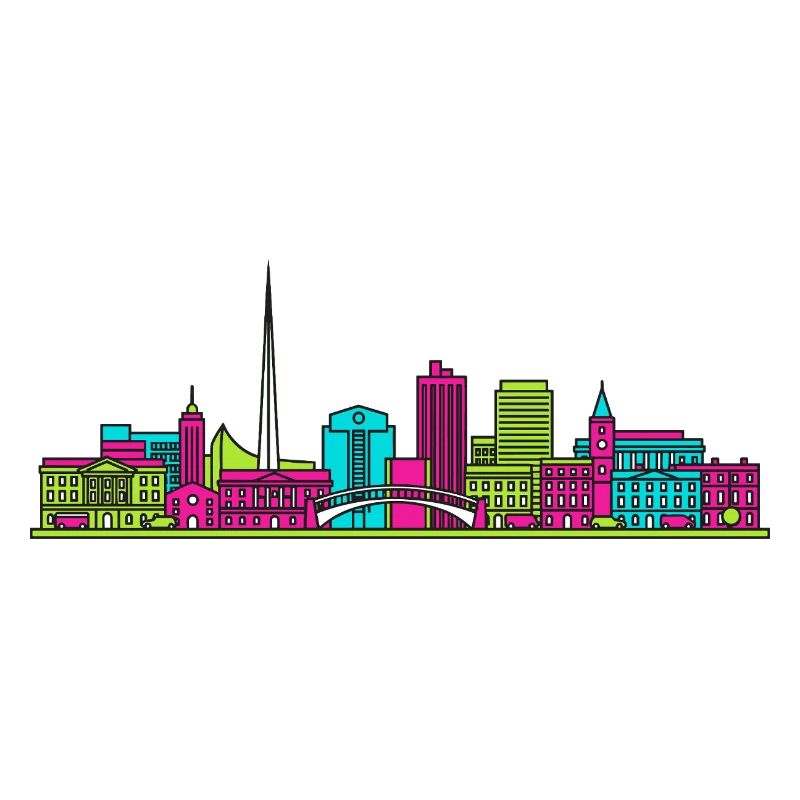 Dublin City Skyline Ha'penny Bridge Line Kunst
