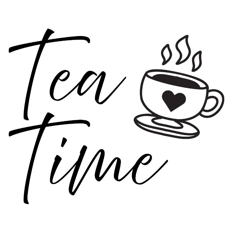 Tea Time Script Quote Cute Coffee Cup Design