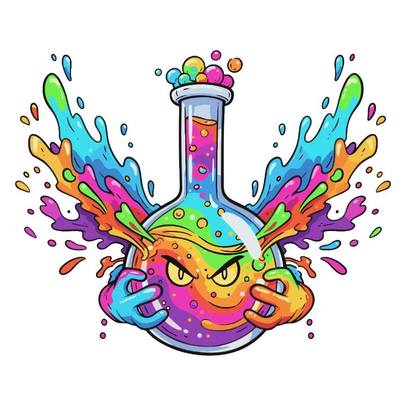 Explosion de la bouteille d’alchimie colorée